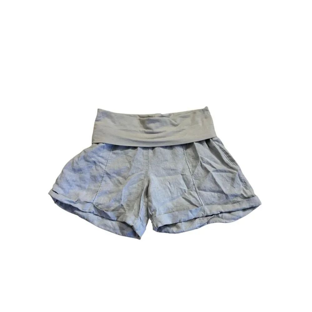 Fresh Laundry Women's 100% Linen Shorts in Gray Size Medium